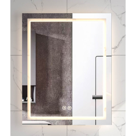 Mobilier pentru baie - Oglinda Fluminia, Ando 60, dreptunghiulara, cu LED, 3 culori, dezaburire, 60 cm