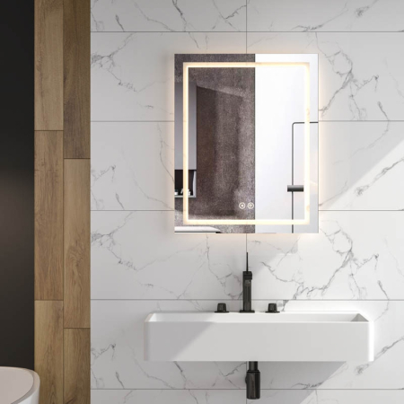 Oglinda Fluminia, Ando 60, dreptunghiulara, cu LED, 3 culori, dezaburire, 60 cm [1]