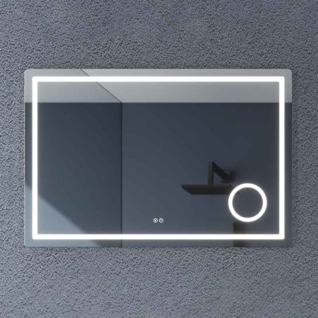 Mobilier pentru baie - Oglinda Fluminia, Cleopatra-100, dreptunghiulara, cu iluminare LED si lupa cosmetica