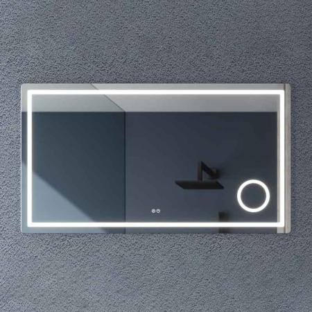 Mobilier pentru baie - Oglinda Fluminia, Cleopatra-120, dreptunghiulara, cu iluminare LED si lupa cosmetica