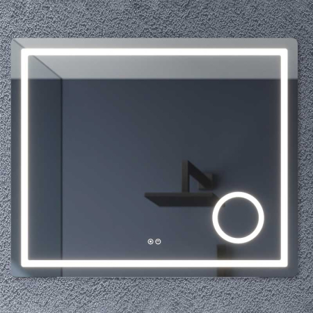 Mobilier pentru baie - Oglinda, Fluminia, Cleopatra-80, patrata, cu iluminare LED si lupa cosmetica