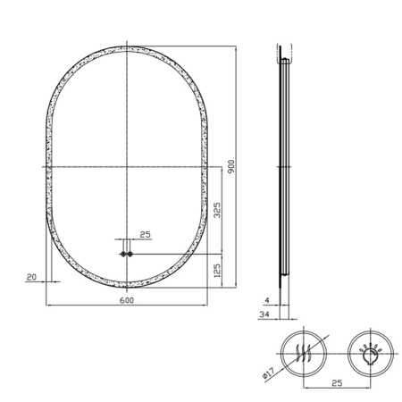 Oglinda Fluminia, Dali, ovala, cu iluminare LED, 3 culori [1]