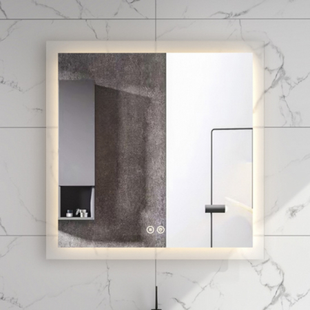 Mobilier pentru baie - Oglinda Fluminia, Miro 75, dreptunghiulara, cu LED, 3 culori, dezaburire, 75 cm