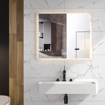 Oglinda Fluminia, Rodin 90, dreptunghiulara, cu LED, 3 culori, dezaburire, 90 cm [1]