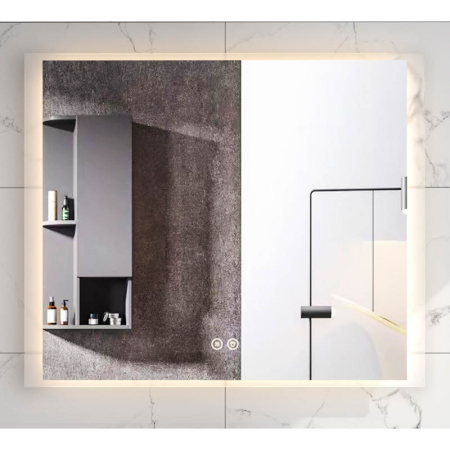 Mobilier pentru baie - Oglinda Fluminia, Rodin 90, dreptunghiulara, cu LED, 3 culori, dezaburire, 90 cm