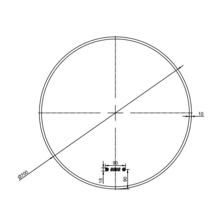 Oglinda LED Fluminia Aster 70 Clock, D70cm, dezaburire, ceas digital, rama neagra [1]