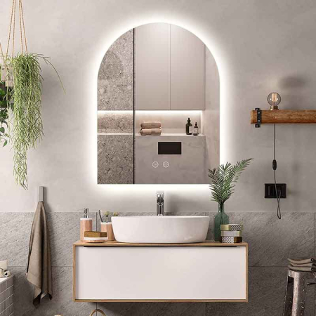 Mobilier pentru baie - Oglinda LED Fluminia Bilbao, 55x90cm, dezaburire, lumina ambientala, dimmer