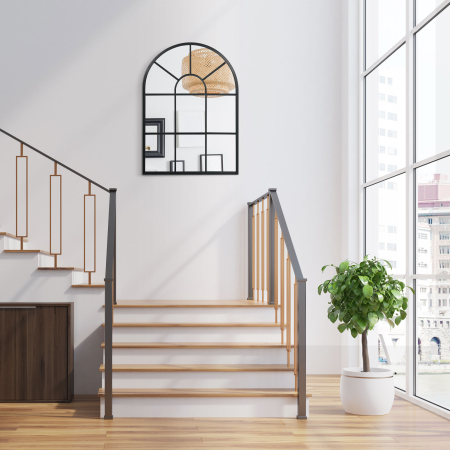  Oglinda Moderna de Perete - Arcuita 70×50 cm, Stil Fereastra Negru [4]