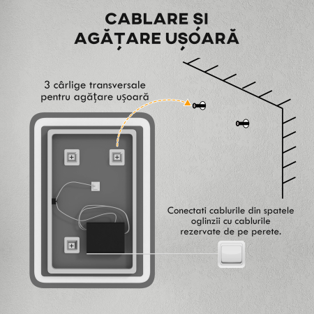  Oglinda pentru baie cu lumini LED, 70 x 50 cm [8]