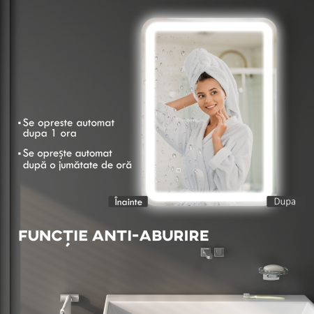  Oglinda pentru baie cu lumini LED, 70 x 50 cm [6]