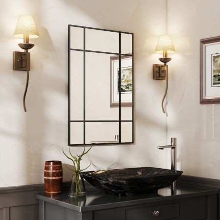  Oglinda Perete - Dreptunghiulara cu Cadru Metalic Stil Fereastra [1]