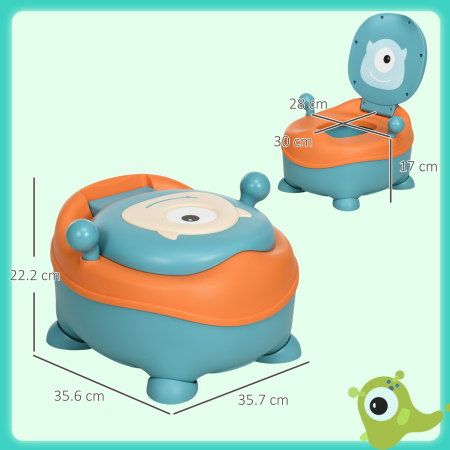  Olita pentru Copii de la 6 Luni in Forma de Extraterestru, Scaun Ergonomic, Spatar si Vas Detasabil, Albastru [2]