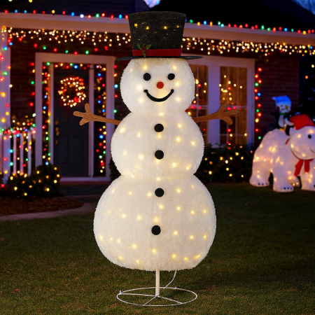 Figurine Craciun - Om de zapada de exterior, pe structura metalica, 180cm, 3D, lumina calda cu 200 LED
