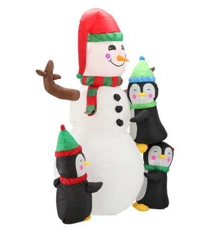 Om de zapada gonflabil de exterior, cu pinguini si iluminare LED, 190 cm, compresor integrat, alb [3]