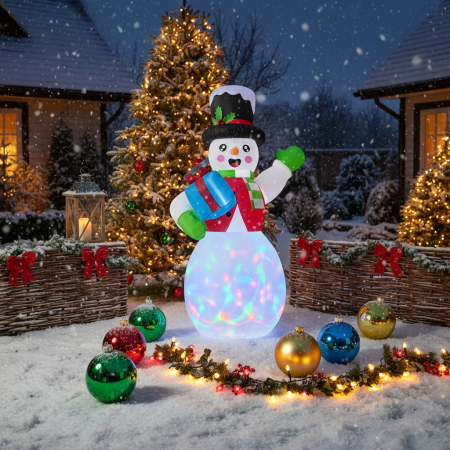Om de zapada gonflabil de exterior, iluminare LED, 180 cm, compresor integrat, alb [3]
