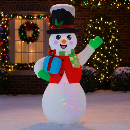 Figurine Craciun - Om de zapada gonflabil de exterior, iluminare LED, 180 cm, compresor integrat, alb