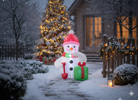 Om de zapada gonflabil pentru exterior, cu iluminare LED, 180 cm, compresor integrat, alb [1]