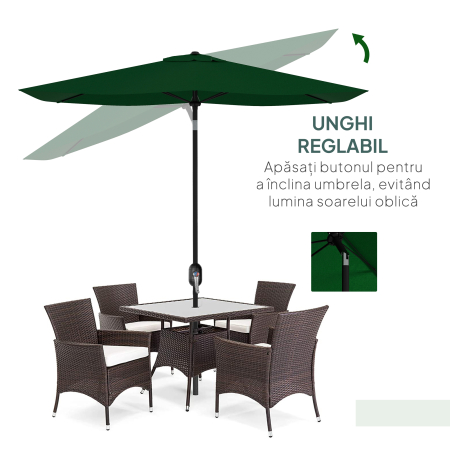  Ombrellone da Giardino 2x3m Inclinabile e Apertura a Manovella Grigio [3]