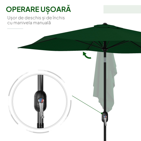  Ombrellone da Giardino 2x3m Inclinabile e Apertura a Manovella Grigio [4]