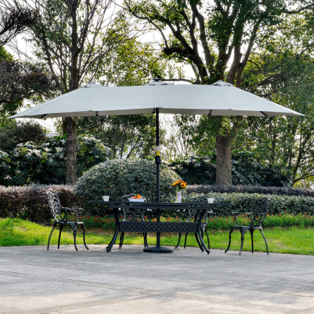  Ombrellone da Giardino 4.5m con 48 LED a Energia Solare e Manovella [7]