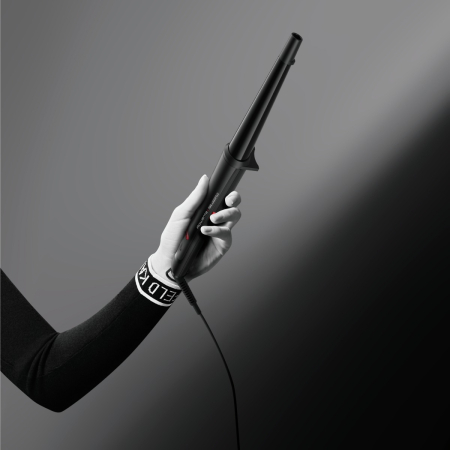 Ondulator de par conic Rowenta Karl Lagerfeld CF324LF0, învelis, Keratin & Glow, 120-200 °C, manusa de protecție, negru&rosu [5]
