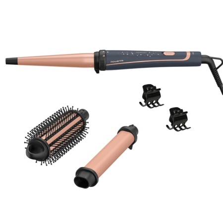Ondulatoare - Ondulator de par Rowenta Infinite Curls Stellar CF4211F0, invelis ceramic, timp de incalzire 60 secunde, cablu rotativ 360°, varf rece, gri & portocaliu