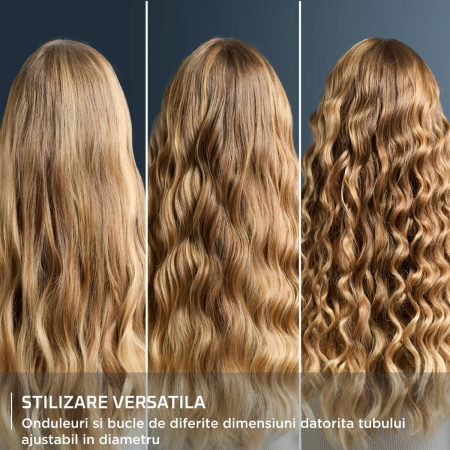Ondulator de par Rowenta Twist Curl CF4620E0, ajustabil pe 3 diametre, temperatura ajustabila, invelis ceramic, 75 W, negru & roz [6]