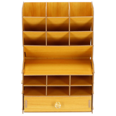 Organizator pentru birou, din lemn, cu 15 compartimente si sertar [10]