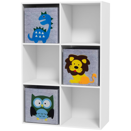 Dormitor & birou -  Organizator pentru Jucarii, Dulap de Depozitare cu Trei Sertare din Material, Raft Organizator, 61,8x29,9x91,5 cm, Alb