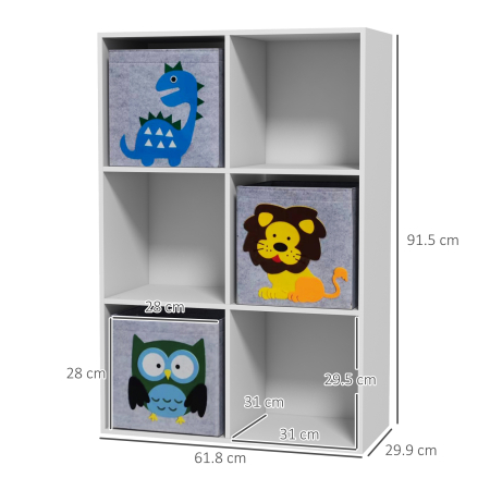  Organizator pentru Jucarii, Dulap de Depozitare cu Trei Sertare din Material, Raft Organizator, 61,8x29,9x91,5 cm, Alb [2]