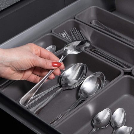 Organizator sertar bucatarie, 8 piese, gri [10]