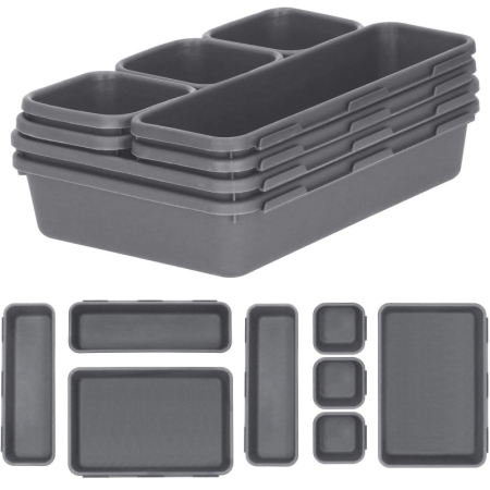 Organizator sertar bucatarie, 8 piese, gri [8]