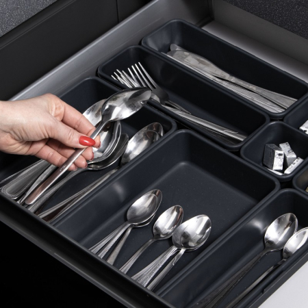 Organizator sertar bucatarie, 8 piese, negru [2]