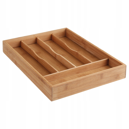 Decoratiuni si articole casa - Organizator tacamuri 5Five din bambus si MDF cu 5 compartimente, 34x25 cm, maro natural
