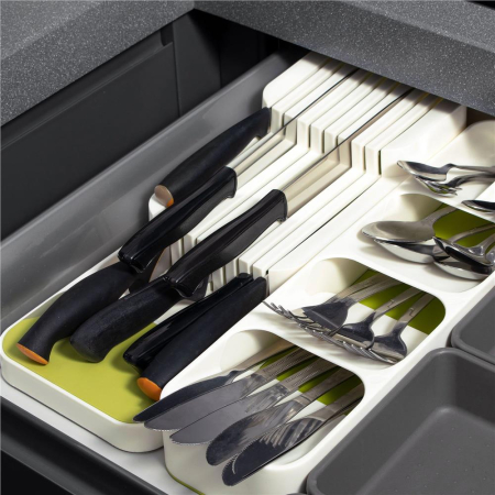 Organizator tacamuri sertar, 5 compartimente, 40x11x5,5cm, alb [2]