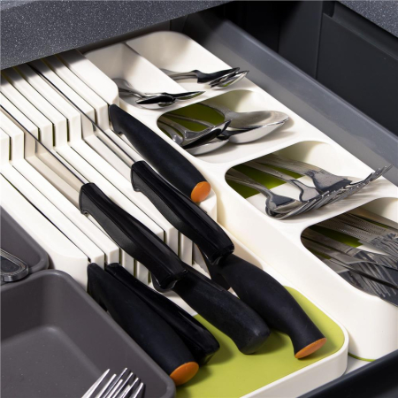 Organizator tacamuri sertar, 5 compartimente, 40x11x5,5cm, alb [1]