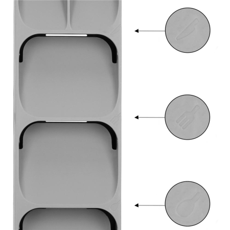 Organizator tacamuri sertar, 5 compartimente, 40x11x5,5cm, gri [9]