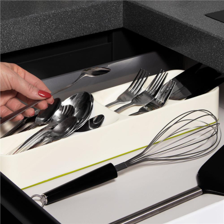 Organizator tacamuri sertar, 5 compartimente, 40x11x5,5cm, gri [3]