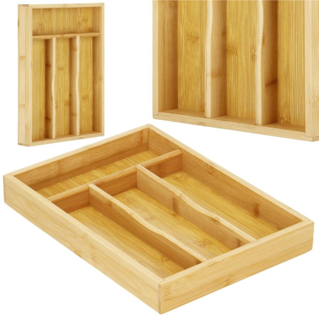Organizator tacamuri si ustensile bucatarie, bambus, 25x34x4.5cm [9]