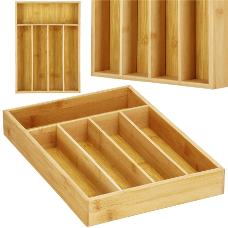 Organizator tacamuri si ustensile bucatarie, bambus, 25x35x5cm [5]