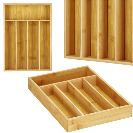 Organizator tacamuri si ustensile bucatarie, bambus, 25x35x5cm [3]