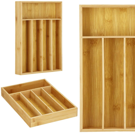 Organizator tacamuri si ustensile bucatarie, bambus, 25x35x5cm [2]