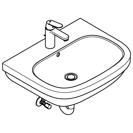 Pachet 3in1 lavoar Grohe 39642KW0, Euro Ceramic, 600 x 480 mm, pe perete, baterie Grohe neagra, sifon, evacuare, valve [1]
