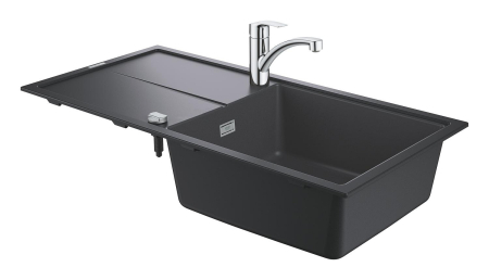 Pachet chiuveta bucatarie Grohe 31884AP0, Via, quartz, pe blat, 1000 x 500 mm, baterie Grohe, negru/crom [1]