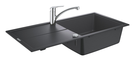 Baie - Pachet chiuveta bucatarie Grohe 31884AP0, Via, quartz, pe blat, 1000 x 500 mm, baterie Grohe, negru/crom