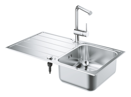Pachet chiuveta Grohe 31573SD1, Minta, 860 x 500 mm, montare pe blat, baterie inalta, 3/8'', tip L, dus, crom [2]