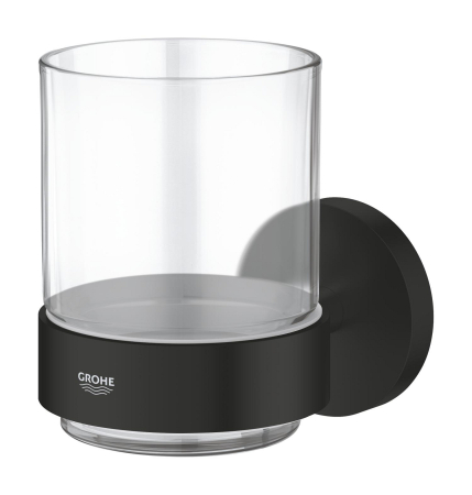 Pahar baie Grohe 1022562430, 106 mm, 99 mm, 2 orificii instalare, 140 volum ml, pe perete, metal, sticla, Negru [1]