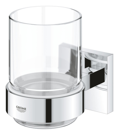 Pahar baie Grohe 41097000, 106 mm, 72 mm, 2 orificii instalare, 300 volum ml, pe perete, sticla, Crom [1]