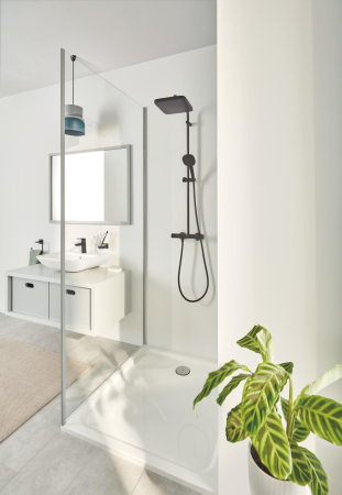Pahar baie Grohe 410972430, 106 mm, 95 mm, 2 orificii instalare, 140 volum ml, pe perete, metal, sticla, Negru [2]