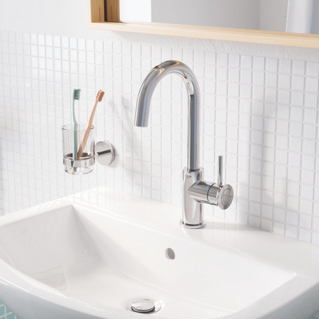 Pahar baie Grohe 41194000, 99 mm, 106 mm, 2 orificii instalare, 150 volum ml, pe perete, sticla, metal, Crom [1]